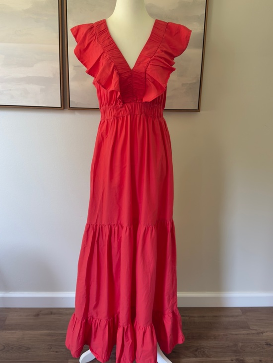 Japna Dresses & Skirts - Japna Red Ruffle Tiered Maxi Dress
